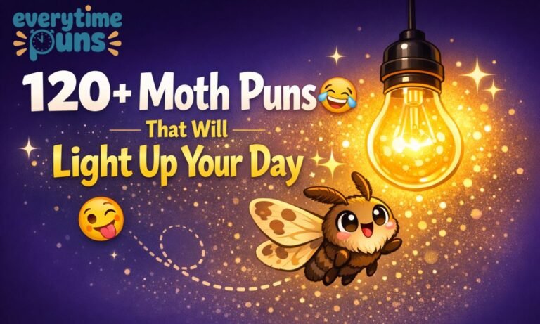 moth puns funny featured image moth flying to light bulb humor illustration