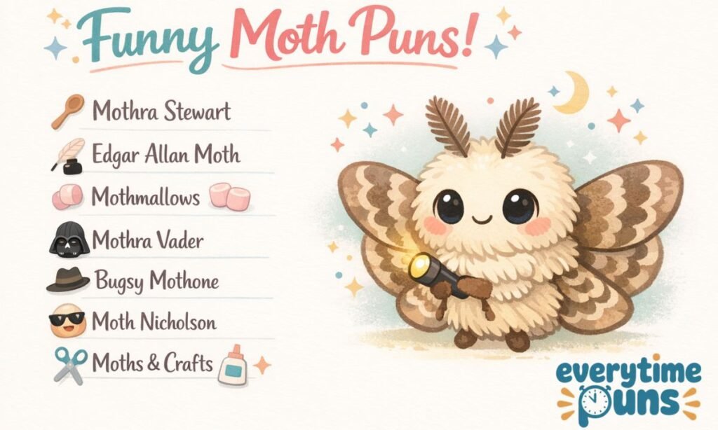 funny moth pun names creative moth names list illustration