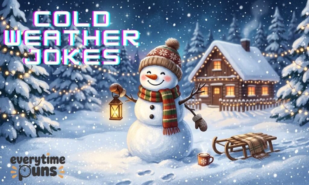 funny cold weather jokes snowman winter snow scene