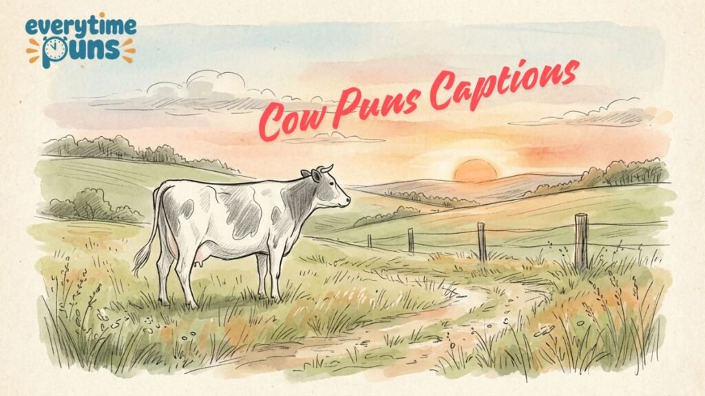 Cow standing in field at sunset illustration