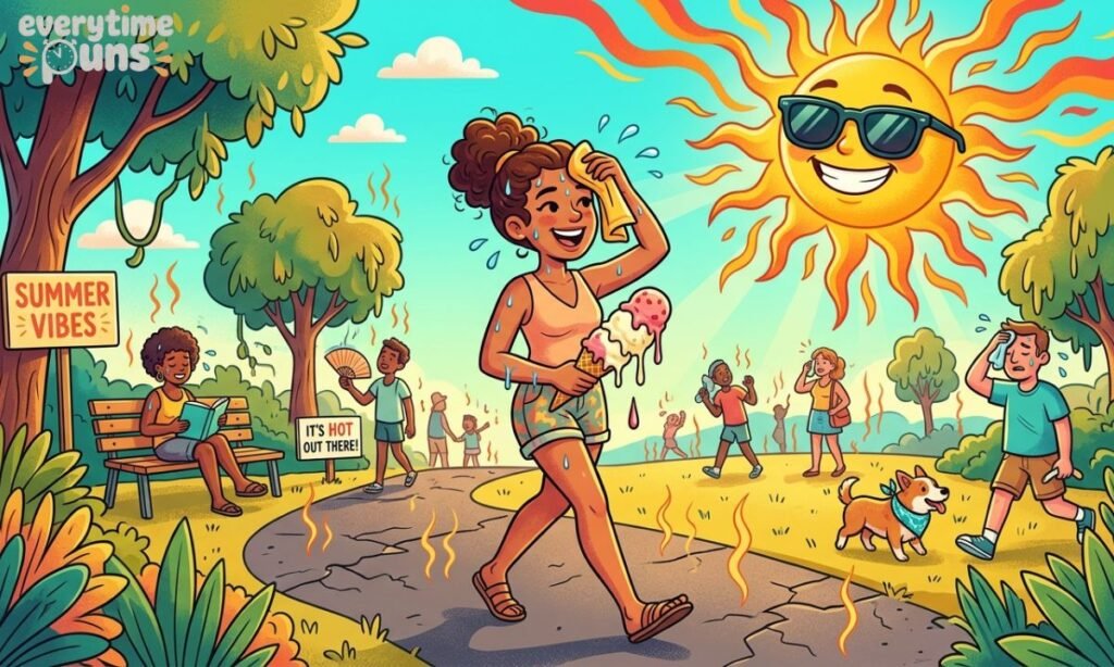 funny hot weather jokes summer sun heat illustration