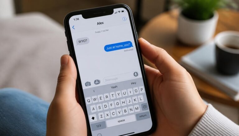 Smartphone displaying a casual text conversation