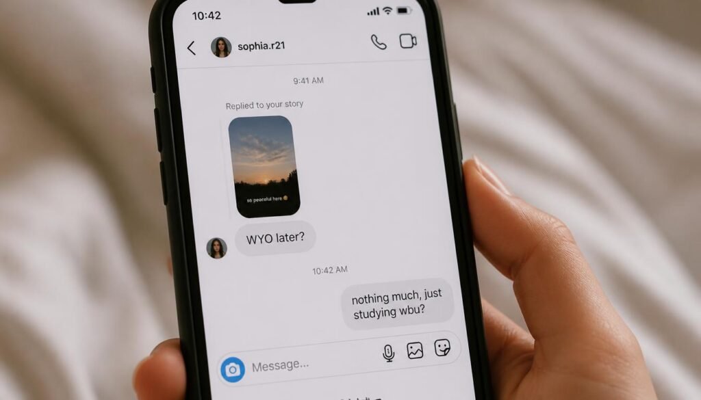 Smartphone showing an Instagram DM conversation
