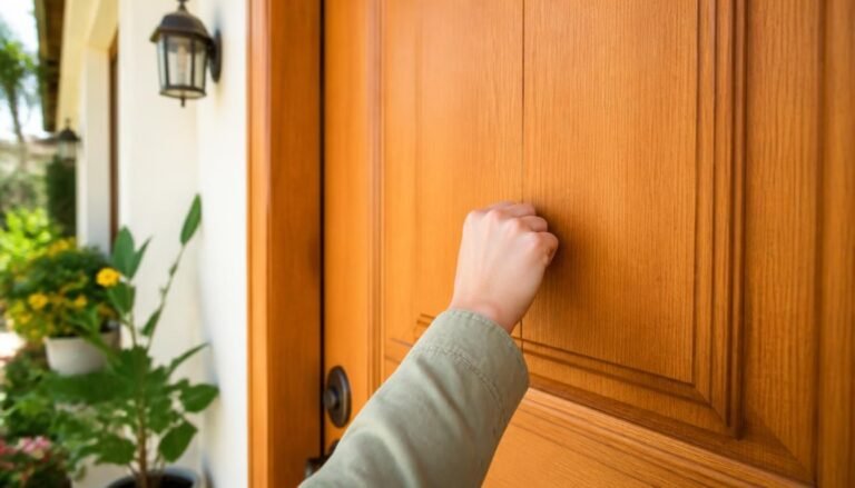 Alt Text: Hand knocking on a wooden door for a knock knock joke.