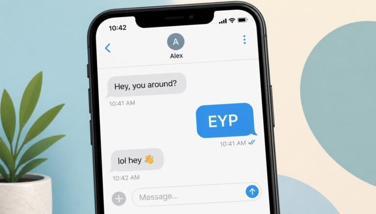 Phone screen showing a text message with the abbreviation EYP
