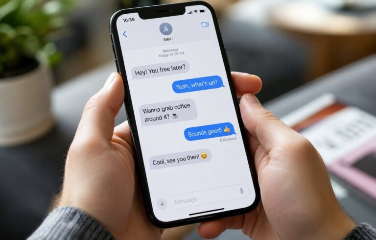 Smartphone showing a casual text message conversation