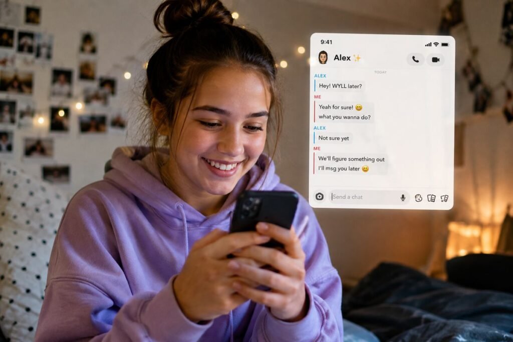 Person reading a text message on a smartphone