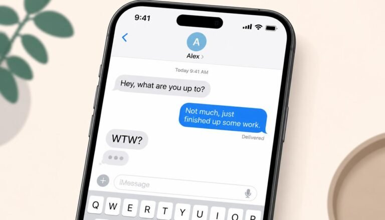 WTW meaning in text shown in a casual smartphone conversation