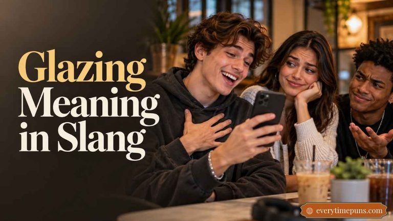 Glazing Meaning in Slang illustrated by friends reacting to excessive praise.